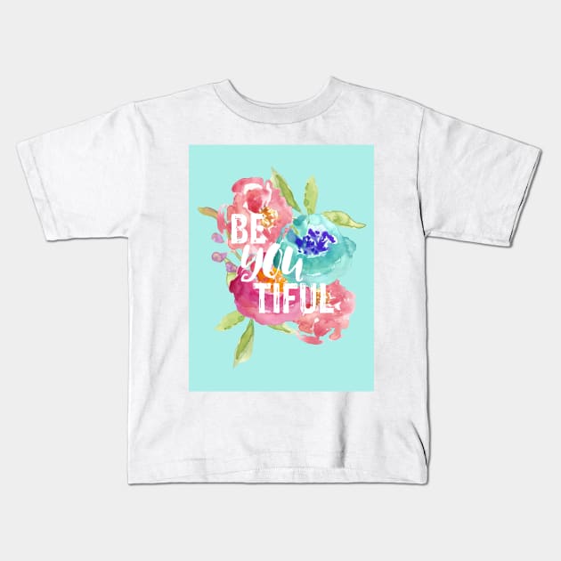 beYOUtiful Floral Kids T-Shirt by AmyBrinkman